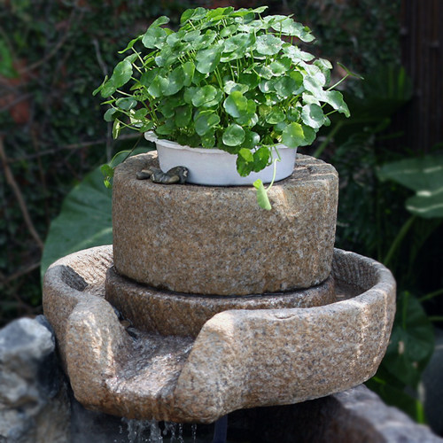石磨盘流水器假山造景装饰品