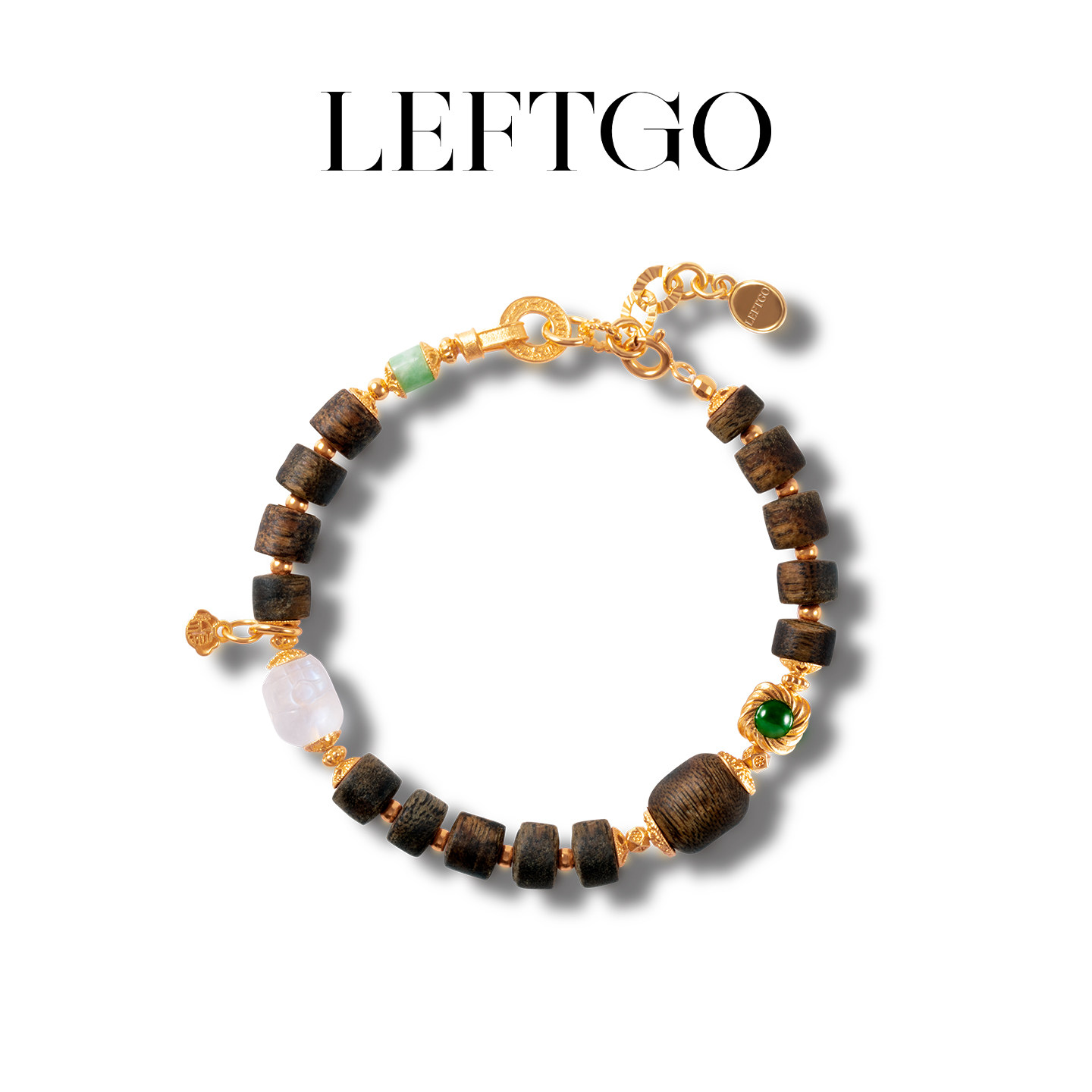 LEFTGO左戈天然沉香老型珠手链女款月光石翡翠S925银镀18K金手串,饰品/流行首饰/时尚饰品新,沉香,淘宝优惠券,粉丝福利购,淘宝优惠卷