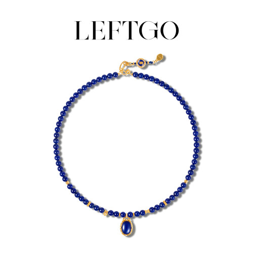 天然青金石项链女设计款纯银镀金