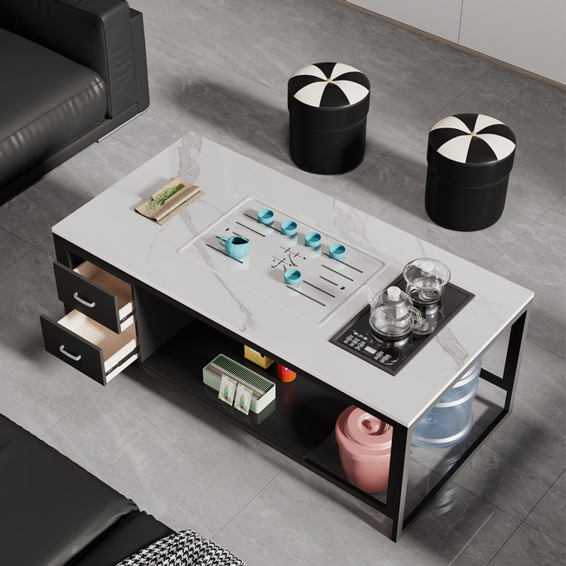 2023新款岩板功夫茶几现代简约办公室小户型茶台带烧水壶泡茶一体