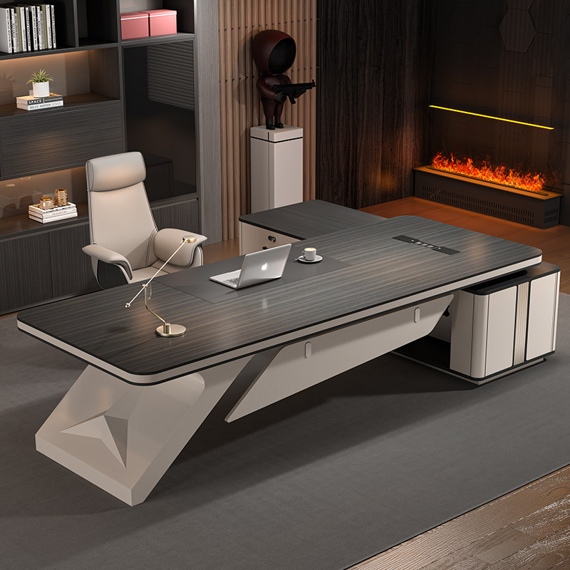 老板办公桌轻奢高级感大班台简约现代总裁董事长主管经理桌椅组合