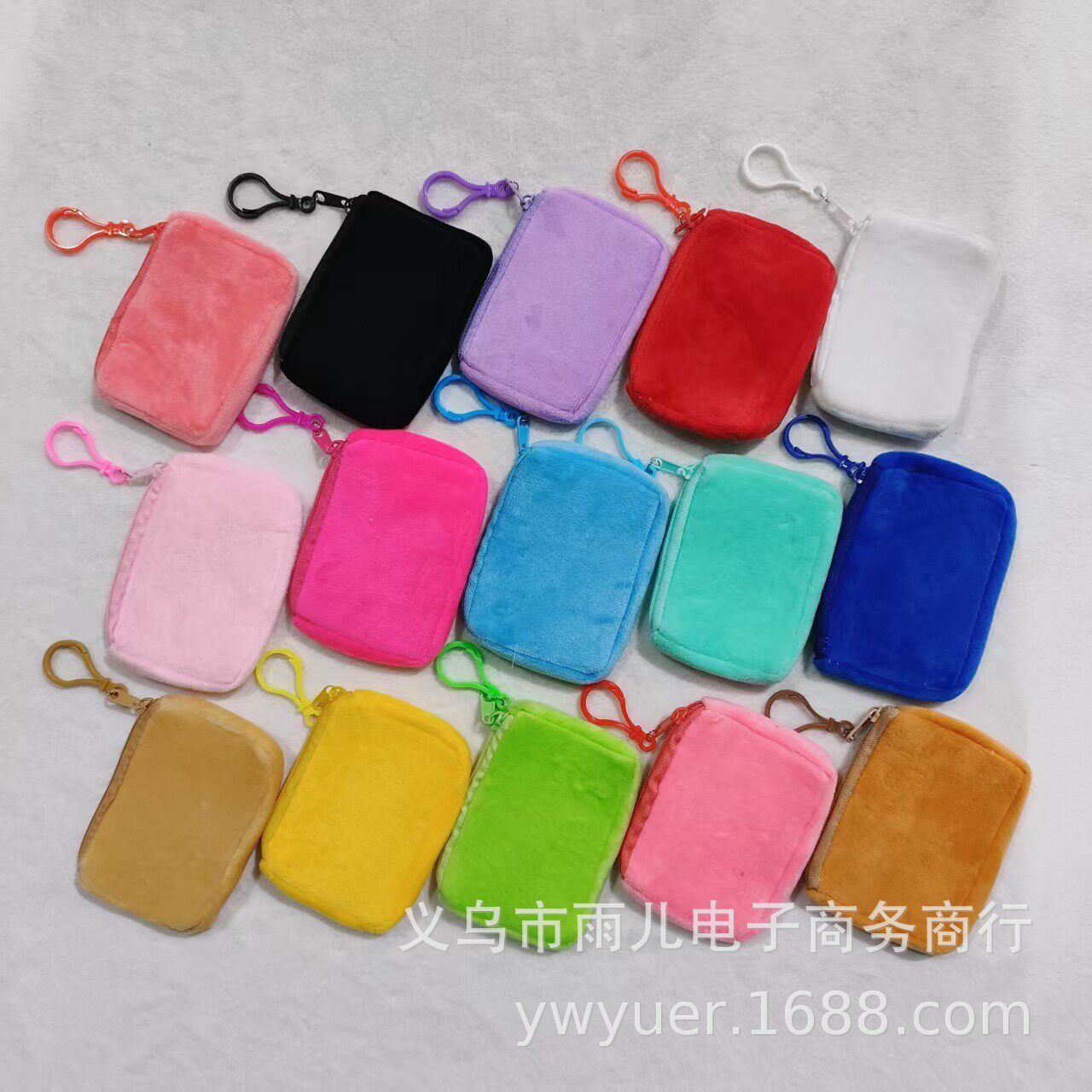 纯色方形零钱包糖果色毛绒小书包 背包耳机包简约可爱硬币包背包