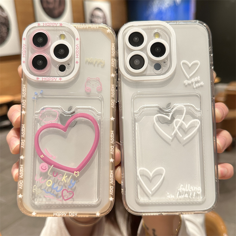 可放照片苹果手机壳简约爱心小卡