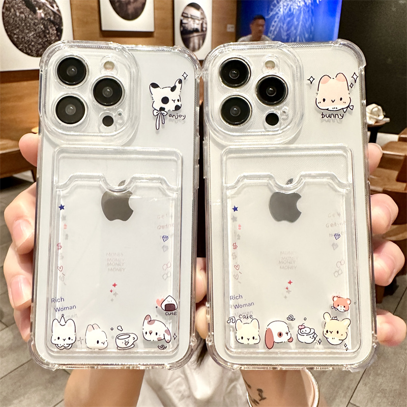 可放照片适用苹果15pro手机壳iPhone14promax新款卡套13小狗兔子12情侣11女xr透明x纪念小卡套xsmax闺蜜8plus