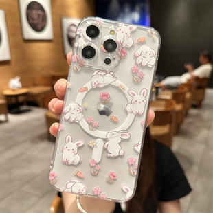 磁吸Magsafe适用苹果17promax手机壳16iPhone14pro粉色华为mate60小兔子13情侣12透明11高级15plus新款 女SE4