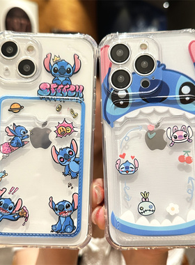 DIY可放照片适用苹果16promax手机壳17proiphone13新款14史迪仔12情侣11硅胶xr可爱xs女7透明8plus小卡套卡通