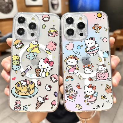 磁吸magsafe适苹果16pro手机壳iPhone17promax情侣15plus新款12可爱13趣味11透明凯蒂猫HelloKitty女闺蜜潮牌