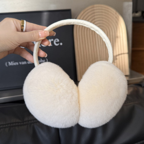 可爱真獭兔毛耳罩女冬季保暖毛绒耳包骑车防风耳暖皮草耳捂可伸缩