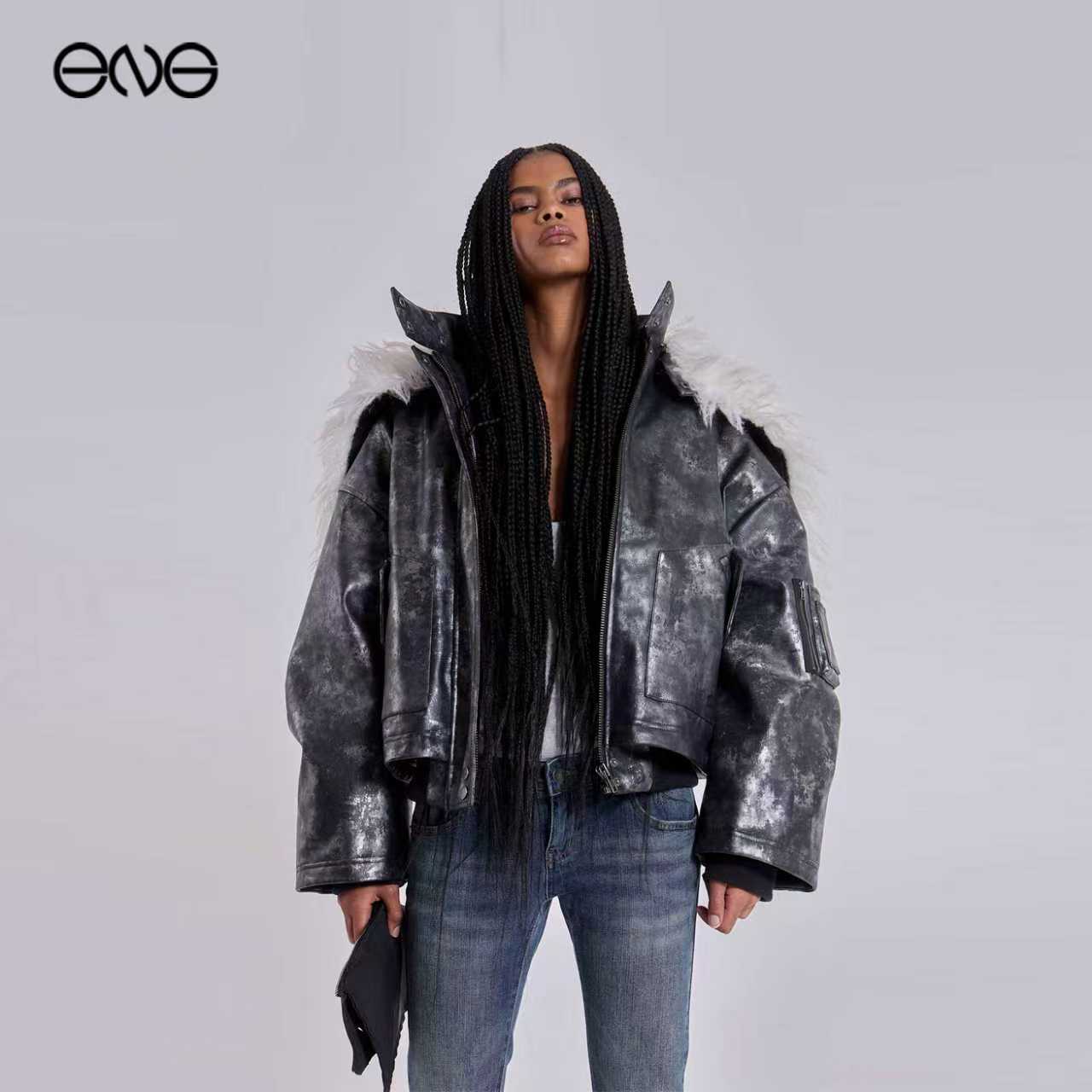 【ENG】JADED LONDON暗黑摇滚毛领仿皮夹克外套棉服男女新品25冬