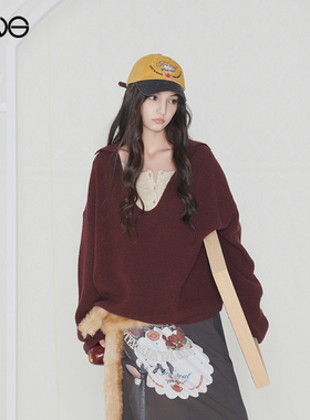 【ENG】Effet de Soleil v领针织长袖上衣女装 新品25秋