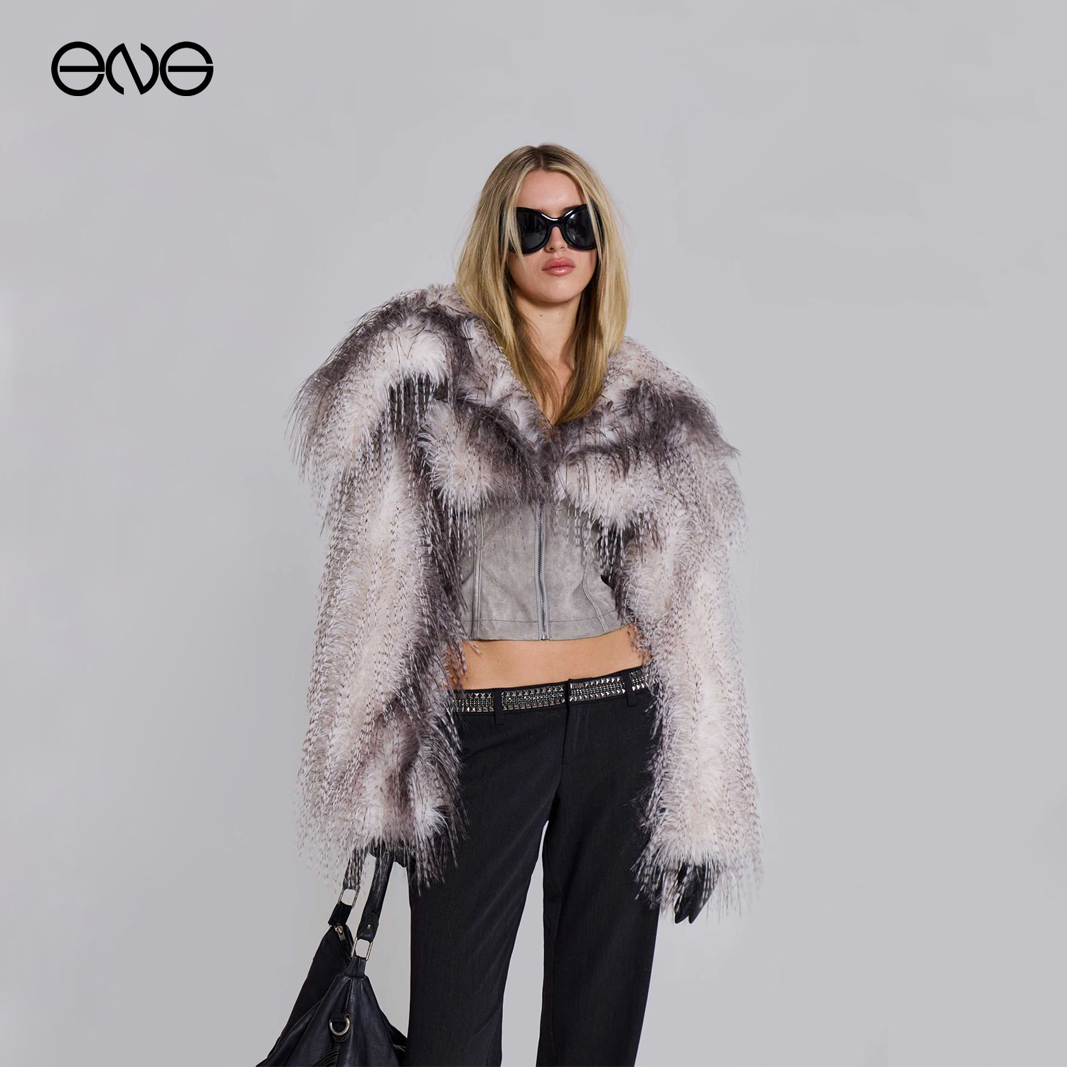 【ENG】JADED LONDON大翻领环保皮草短款夹克毛毛外套女新品26春
