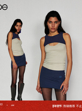 【ENG Limited Collection】叠穿撞色背心上衣短裙女 淡人