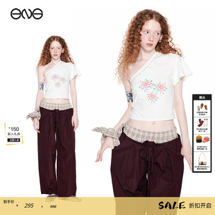 Effet Soleil斜肩T恤女张小婉univu5小哈itzy女团 明星同款