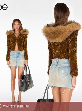 【ENG】Guess U.S.A 丝绒拉链连帽衫短外套女装新品25秋