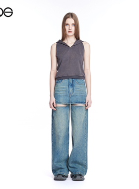 【孙千明星同款】Effet de Soleil 做旧无袖连帽背心上衣女装