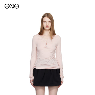 【ENG】OPEN YY亨利领长袖T恤上衣女装新品26春