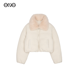 【ENG】Effet de Soleil可拆卸毛领针织面羽绒服外套女装新品25冬