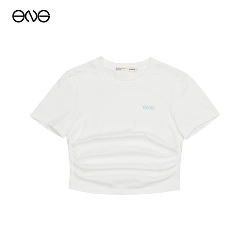 【ENG Limited Collection】纯色正肩短袖T恤女修身显瘦短款上衣图片