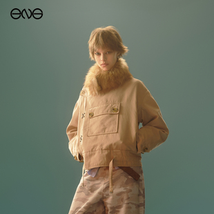 【ENG】Anomalies Department 斜开襟毛领羽绒服外套女装