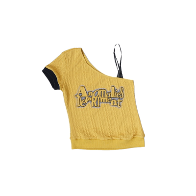 千禧辣妹斜领短袖T恤女