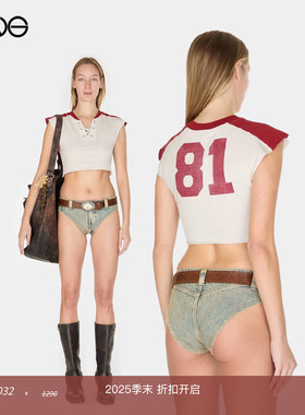 【ENG】Guess U.S.A V领绑带短袖T恤女装