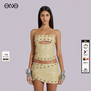 新品 LONDON辣妹风铆钉PU短裙迷你半身裙女装 JADED 26春 ENG