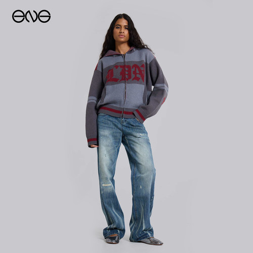 【ENG】JADED LONDON复古撞色毛衣针织连帽衫外套男女款新品26春