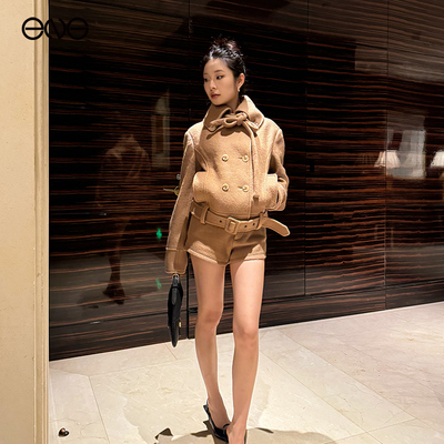 【沈小婷明星同款】Effet de Soleil毛呢短裤女休闲直筒裤子秋冬