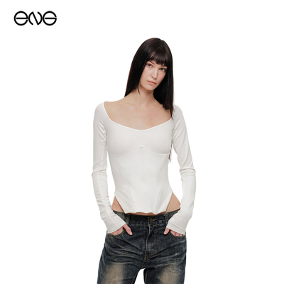 【ENG】2000 ARCHIVES方领紧身长袖T恤上衣女装新品26春