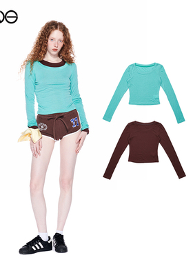 热销补货 Effet de Soleil圆领长袖T恤修身显瘦叠穿打底衫上衣女