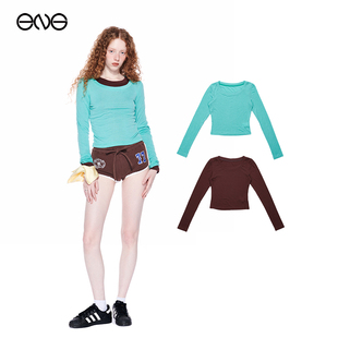 热销补货 Effet de Soleil圆领长袖T恤修身显瘦叠穿打底衫上衣女