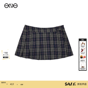 Department Anomalies logo刺绣格纹百褶裙半身裙 ENG