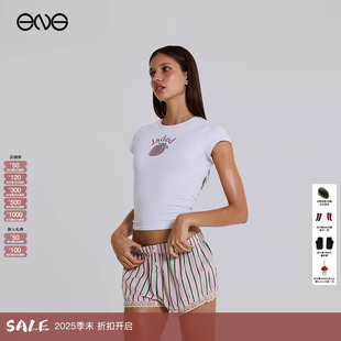 ENG 女 JADED 撞色条纹蕾丝花边泡泡迷你短裤 秋冬 LONDON