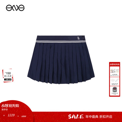 【ENG】Sporty & Rich SRC女士学院风百褶裙海军蓝短裙女装