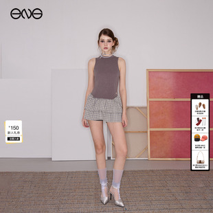 Effet Soleil格纹拼接无袖 连衣裙短裙女装 26春 新品 ENG