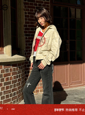 【ENG】Anomalies Department低腰微喇牛仔长裤女水洗复古喇叭裤