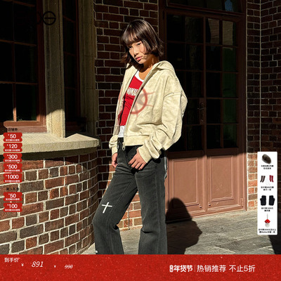 【ENG】Anomalies Department低腰微喇牛仔长裤女水洗复古喇叭裤