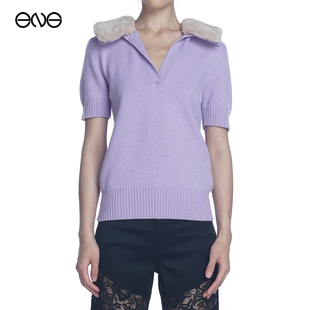 BLUMARINE 特惠 短袖 羊毛针织POLO衫 秋冬 女翻领T恤上衣 断码