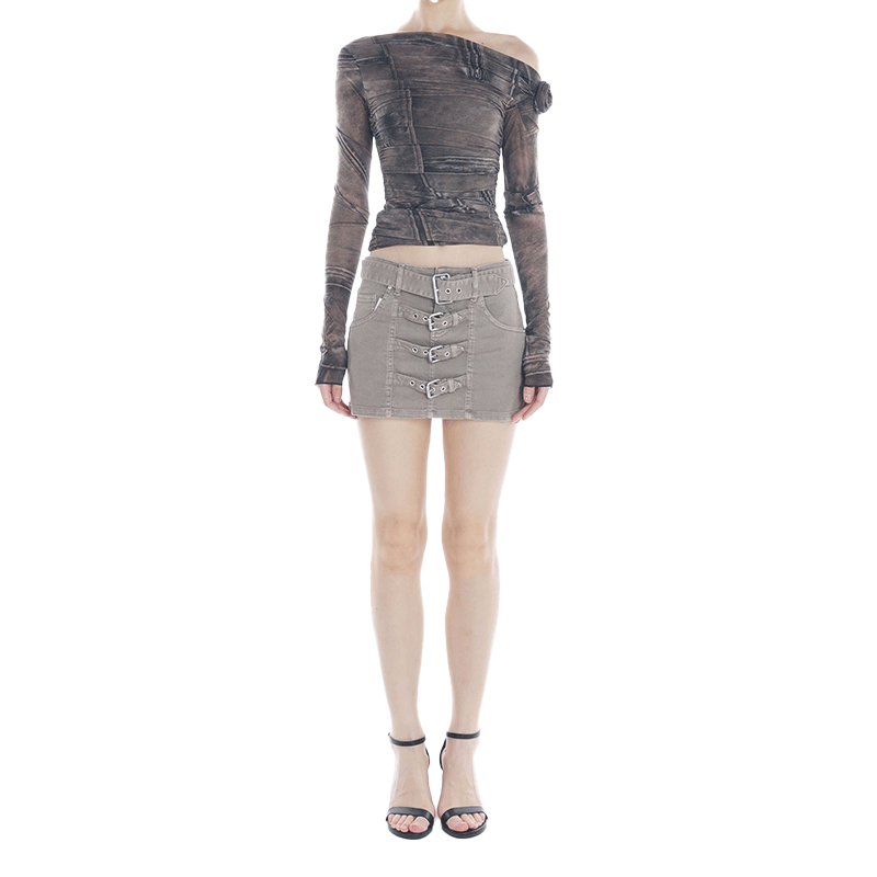 【断码特惠】BLUMARINE 街头扣环牛仔短裙