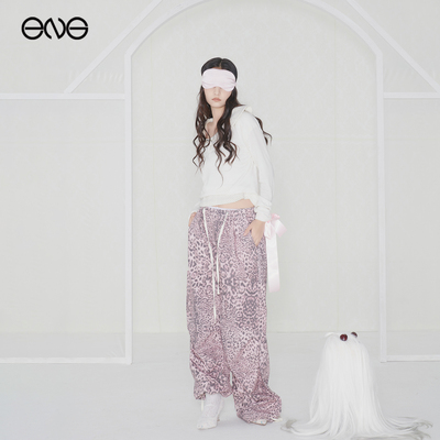 【ENG】Effet de Soleil粉豹纹长裤休闲直筒裤女低腰宽松新品25秋