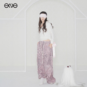 ENG 休闲直筒裤 Effet Soleil粉豹纹长裤 女低腰宽松新品 25秋