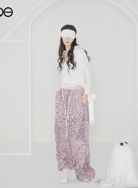 【ENG】Effet de Soleil粉豹纹长裤休闲直筒裤女低腰宽松新品25秋