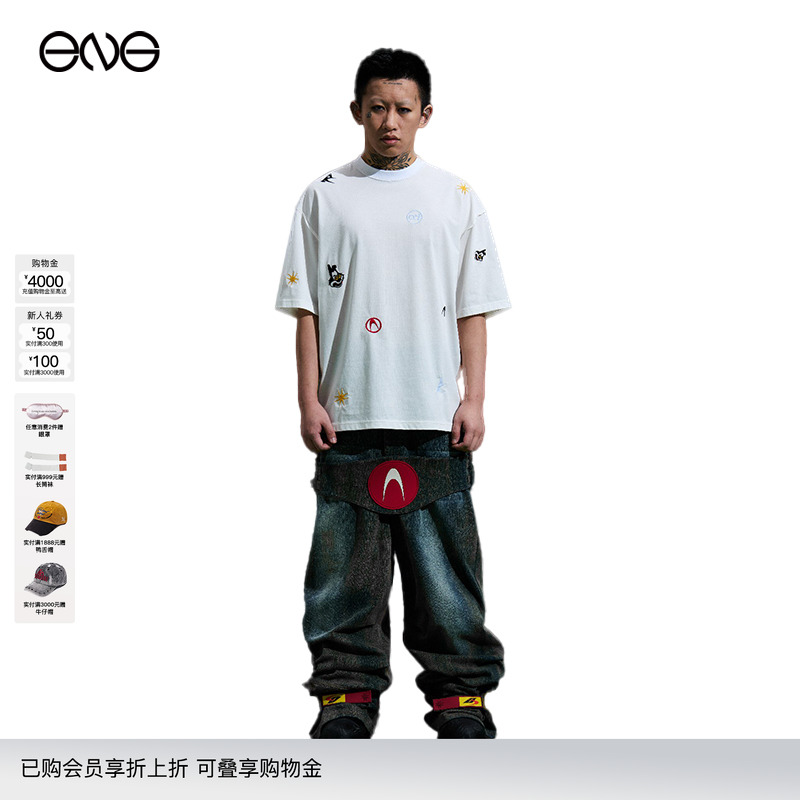 卡通印花刺绣圆领短袖T恤