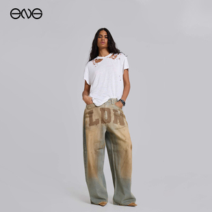 【ENG】JADED LONDON宽松复古阔腿裤做旧休闲牛仔裤男女新品26春