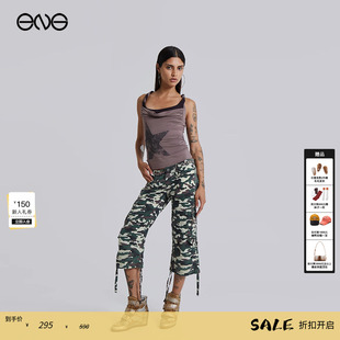 【ENG】JADED LONDON 美式休闲迷彩工装抽绳短裤七分裤女