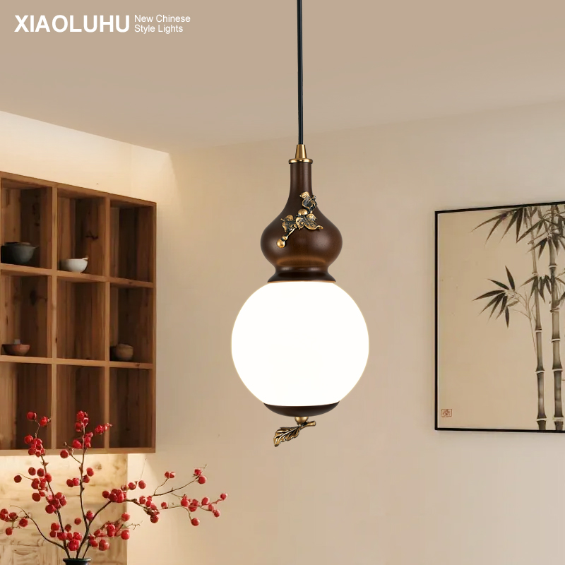 餐厅实木传统中国风葫芦形吊灯