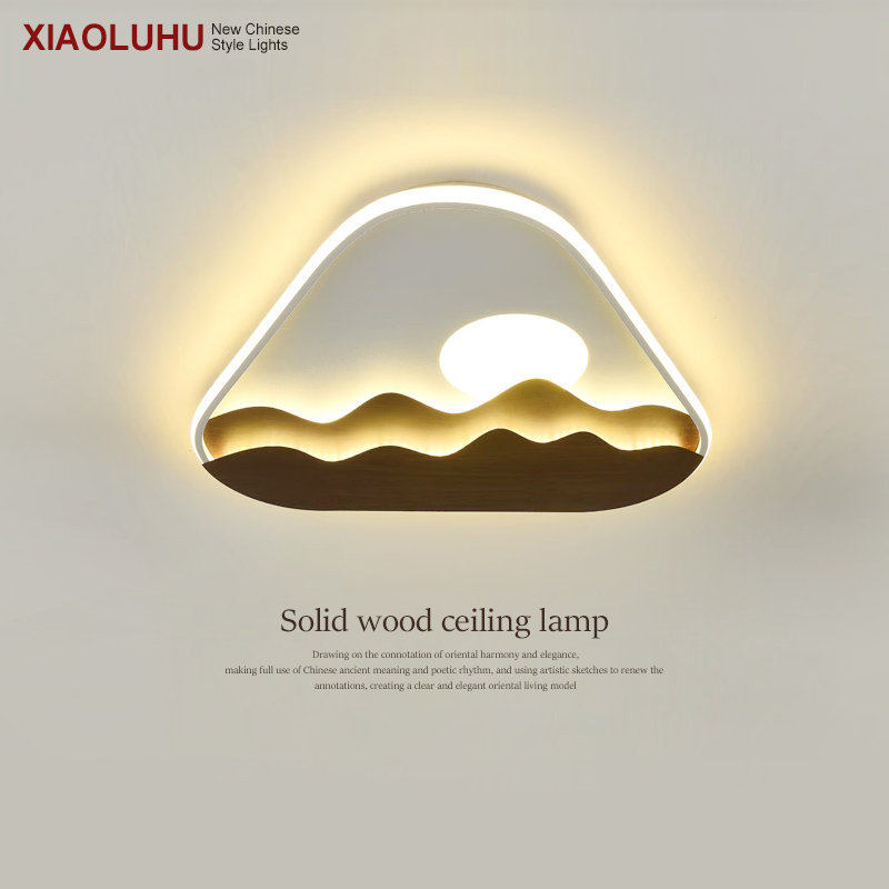 新中式led吸顶灯卧室禅意中国风设计师家用房间茶室灯具山水日出