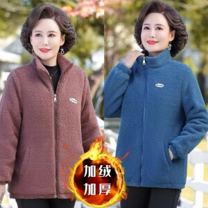 祺薇儿服装商行冬季休闲宽松大码加绒加厚妈妈装洋气保暖外套W-A0