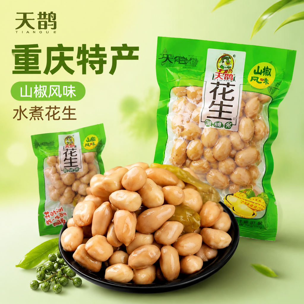 泡椒花生重庆野山椒独立包装水煮即食休闲零食下酒菜烧烤店夜宵