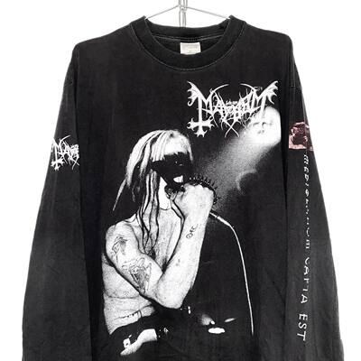 茂密有声工作室Mayhem Live in Milan纯棉水洗做旧复古长袖T恤